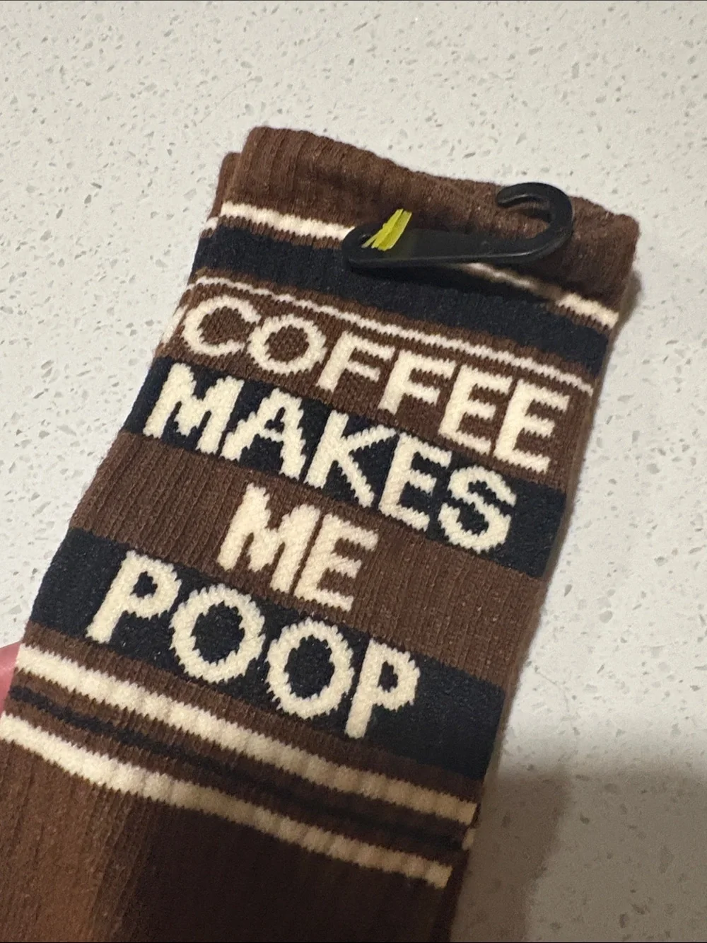 Gumball Poodle Coffee Makes Me Poop Novelty Brown Crew Socks - Unbranded